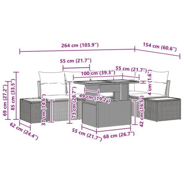 3350070_11.jpg vidaXL 6-dielny záhradný jedálenský set s vankúšmi Čierny Poly Ratan Akácia – Obrázok 11
