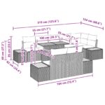 vidaXL 9-dielny záhradný jedálenský set s vankúšmi Čierny poly ratan akácia – Obrázok 11