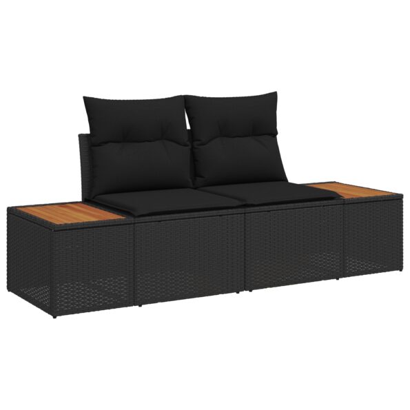3350085_4.jpg vidaXL 7-dielny záhradný jedálenský set s vankúšmi Čierny Polyratan Akácia – Obrázok 4