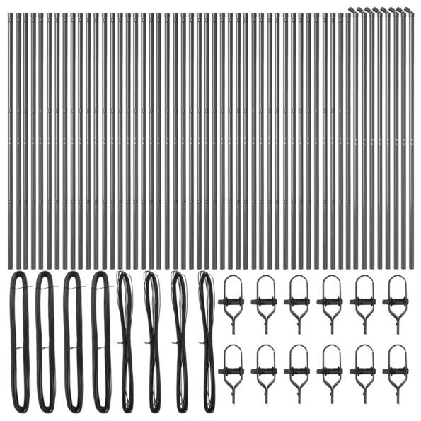 3350144_3.jpg vidaXL Plotové stĺpy 52 ks Sivé Ø32 mm 210 cm Galvanizovaná oceľ – Obrázok 3