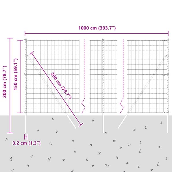 3350301_12.jpg vidaXL Euro plot so 7 stĺpmi 1.5x10 m pozinkovaná oceľová zelená – Obrázok 12