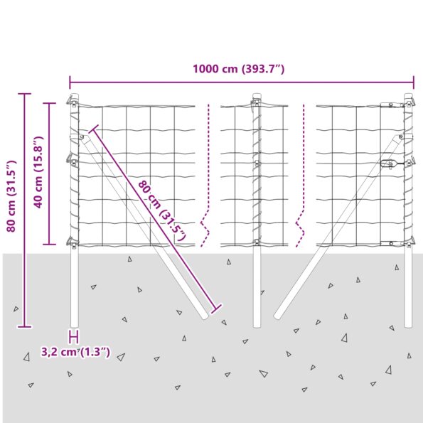 vidaXL Euro Plot s 7 tyčami 0.4x10 m Pozinkovaná oceľ Zelená – Obrázok 12