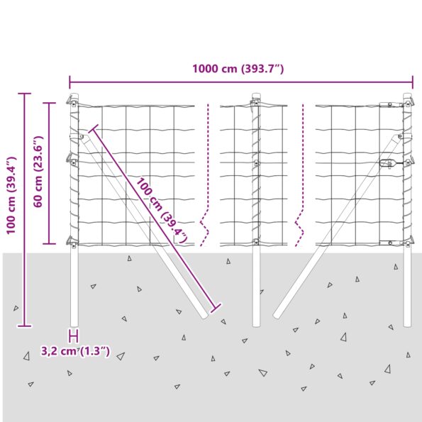 vidaXL Euro ohrada s 7 stĺpmi 0.6x10 m Galvanizovaná oceľ Zelená – Obrázok 12