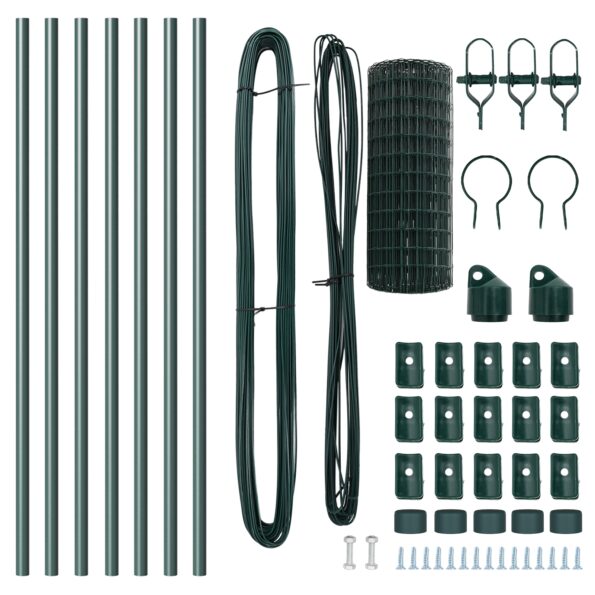 vidaXL Euro ohrada s 7 stĺpmi 0.6x10 m Galvanizovaná oceľ Zelená – Obrázok 5