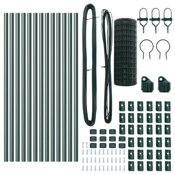 vidaXL Euro plot s 13 stĺpikmi 0.4x25 m pozinkovaná oceľ zelená – Obrázok 5