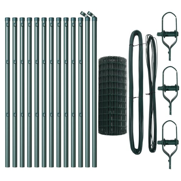 vidaXL Euro Plot s 13 stĺpmi 0.6x25 m Pozinkovaná oceľ Zelená – Obrázok 4