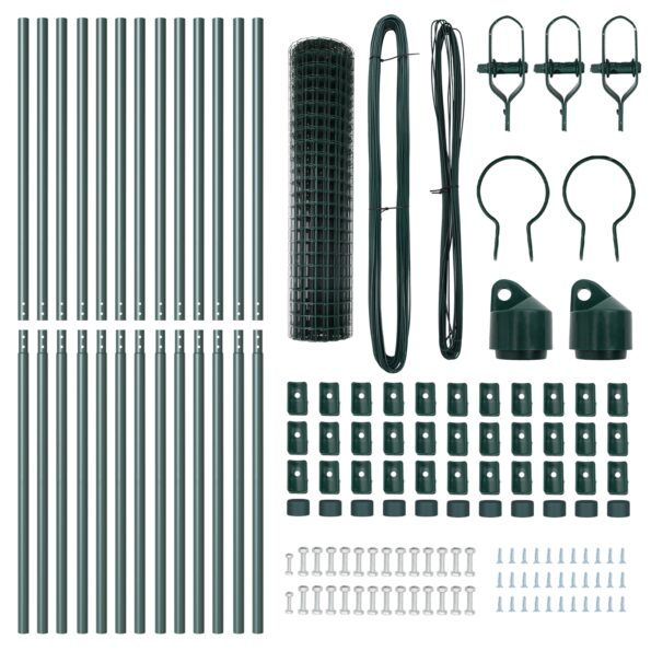 vidaXL Euro plot s 13 stĺpikmi 1x25 m pozinkovaná oceľ zelená – Obrázok 5