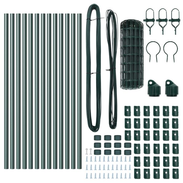vidaXL Euro Fence s 13 stĺpikmi 0.8x25 m Galvanizovaný oceľový zelený – Obrázok 5