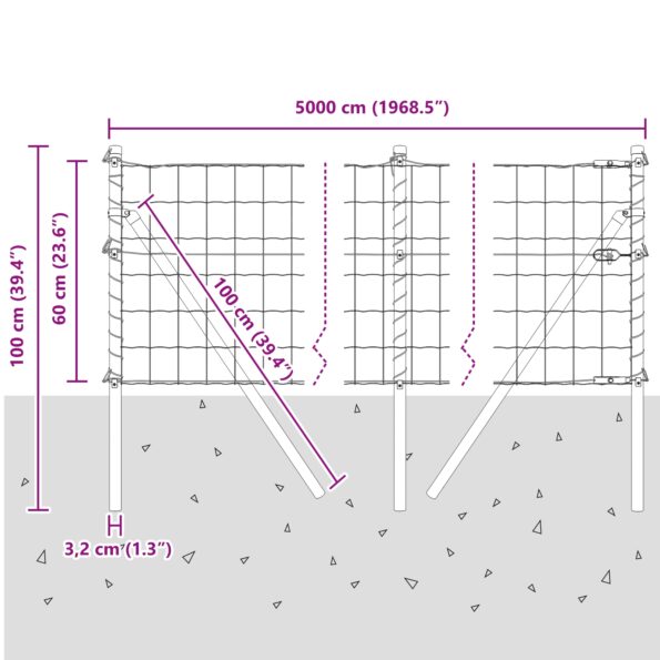 3350343_12.jpg vidaXL Euro plot s 13 stĺpikmi 0.6x50 m pozinkovaná oceľ zelená – Obrázok 12