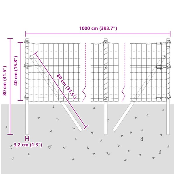 vidaXL Euro plot s 7 stĺpikmi 0.4x10 m Pozinkovaný plechový Sivý – Obrázok 12