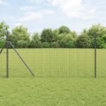 vidaXL Euro plot s 7 stĺpikmi 1x10 m galvanizovaná oceľ sivá