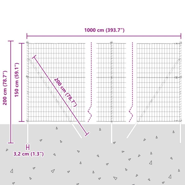 vidaXL Európsky plot so 7 stĺpmi 1.5x10 m pozinkovaná oceľ sivá – Obrázok 12