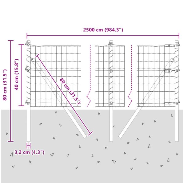 3350406_12.jpg vidaXL Euro plot s 13 stĺpikmi 0.4x25 m pozinkovaná oceľ sivá – Obrázok 12