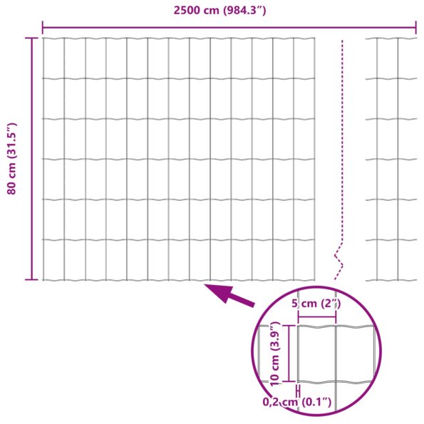 3350413_13.jpg vidaXL Euro Plot s 13 stĺpikmi 0.8x25 m Pozinkovaná oceľ Sivá – Obrázok 13