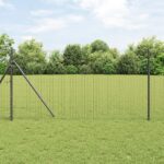vidaXL Euro plot so 13 stĺpikmi 1.2x25 m Galvanizovaná oceľ sivá