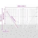 vidaXL Euro plot s 13 stĺpikmi 1x25 m pozinkovaná oceľ šedá – Obrázok 12