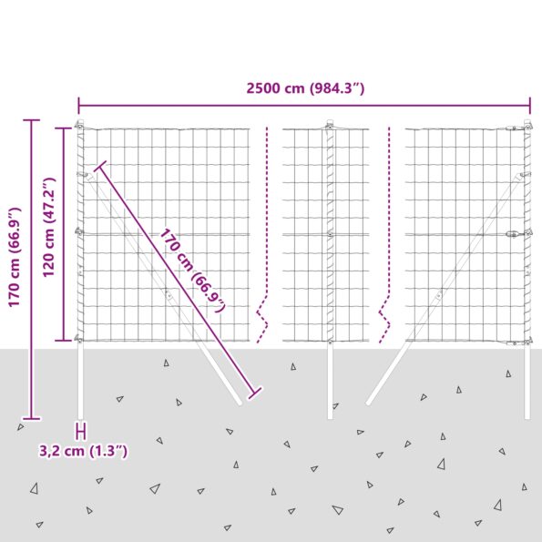 3350420_12.jpg vidaXL Euro plot so 13 stĺpmi 1.2x25 m pozinkovaná oceľ sivá – Obrázok 12