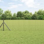 vidaXL Euro plot s 13 stĺpikmi 0.6x50 m pozinkovaná oceľ v sivej farbe