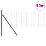 vidaXL Euro plot s 13 stĺpikmi 0.6x50 m pozinkovaná oceľ v sivej farbe – Obrázok 3