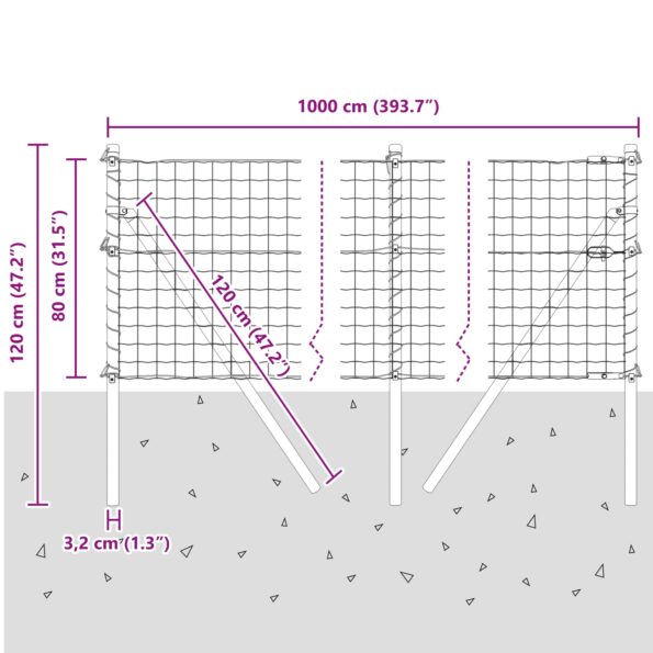 3350453_12.jpg vidaXL Euro plot s 7 stĺpikmi 0.8x10 m pozinkovaná oceľ – Obrázok 12