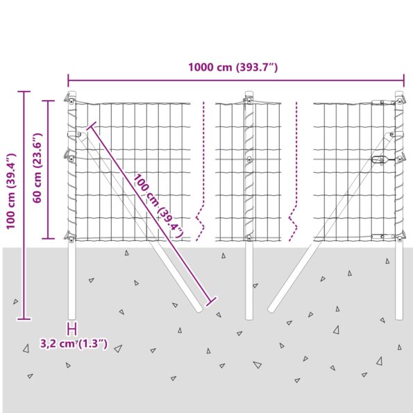 vidaXL Euro plot s 7 stĺpmi 0.6x10 m Galvanizovaná oceľ – Obrázok 12