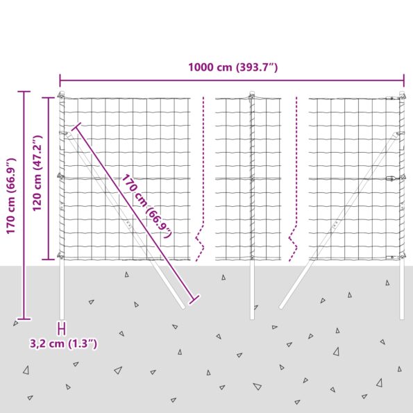 3350487_12.jpg vidaXL Euro plot s 7 stĺpmi 1,2x10 m pozinkovaná oceľ – Obrázok 12