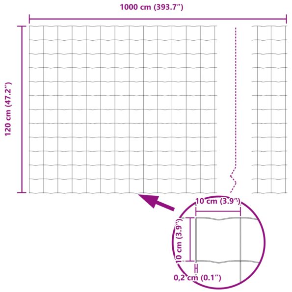 3350487_13.jpg vidaXL Euro plot s 7 stĺpmi 1,2x10 m pozinkovaná oceľ – Obrázok 13