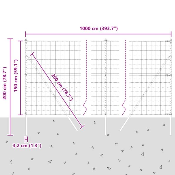 3350489_12.jpg VidaXL Euro plot s 7 stĺpmi 1,5x10 m pozinkovaná oceľ – Obrázok 12