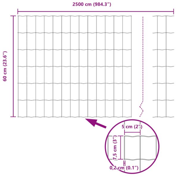 vidaXL Euro plot s 13 stĺpmi 0.6x25 m pozinkovaná oceľ – Obrázok 13
