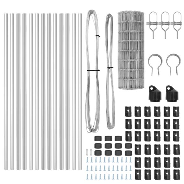vidaXL Euro plot s 13 stĺpikmi 0.6x25 m Pozinkovaná oceľ – Obrázok 5