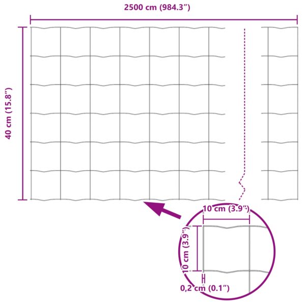 3350508_13.jpg vidaXL Euro plot s 13 stĺpikmi 0,4x25 m Pozinkovaná oceľ – Obrázok 13