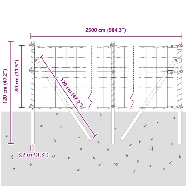 vidaXL Euro plot s 13 stĺpikmi 0.8x25 m Galvanizovaná oceľ – Obrázok 12