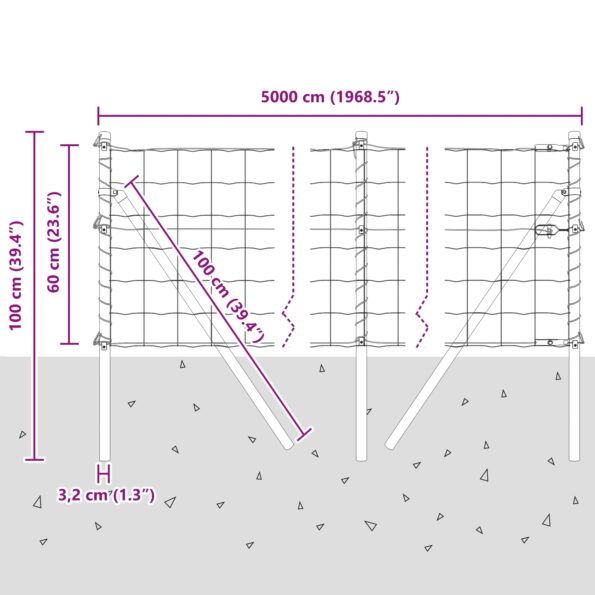 VidaXL Euro oplotenie s 13 stĺpikmi 0.6x50 m zinkovanej ocele – Obrázok 12