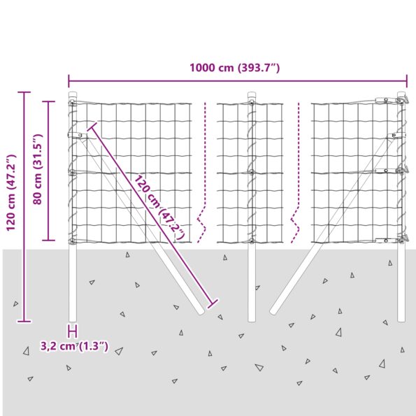 vidaXL Euro Oplôtok so 7 Stĺpikmi 0.8x10 m Pozinkovaná Oceľ – Obrázok 12