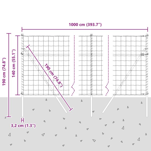 vidaXL Euro plot s 7 stĺpmi 1.4x10 m pozinkovaná oceľ – Obrázok 12