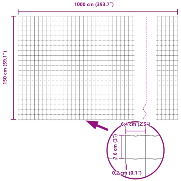 3350527_13.jpg vidaXL Euro plot so 7 stĺpmi 1.5x10 m Pozinkovaná oceľ – Obrázok 13
