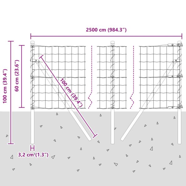 3350530_12.jpg vidaXL Euro plot s 13 stĺpikmi 0.6x25 m pozinkovaná oceľ – Obrázok 12