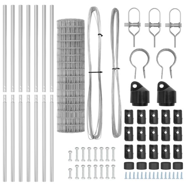 vidaXL Euro plot s 13 stĺpmi 1x25 m Pozinkovaná oceľ – Obrázok 5