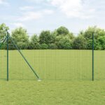 vidaXL Euro plot s 7 hrotovými stĺpmi 1.5x10 m pozinkovaná oceľ Zelená