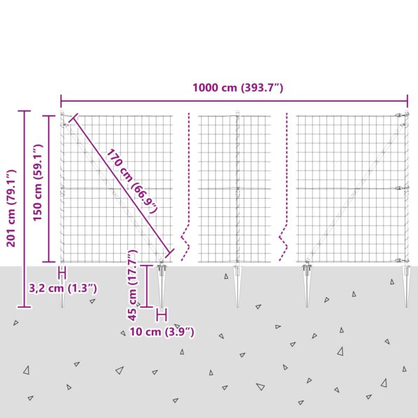 3350566_13.jpg vidaXL Euro plot s 7 hrotmi 1.5x10 m pozinkovaný oceľový zelený – Obrázok 13