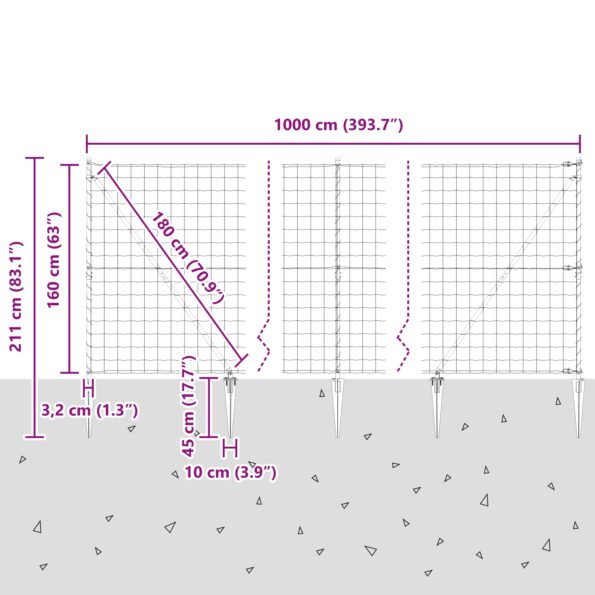 3350575_13.jpg vidaXL Euro plot s 7 hrotmi 1.6x10 m pozinkovaná oceľ zelená – Obrázok 13
