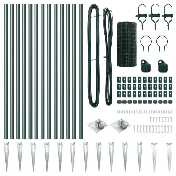 vidaXL Euro oplôtok so 13 špicatými stĺpikmi 0.4x25 m pozinkovaná oceľ zelená – Obrázok 5