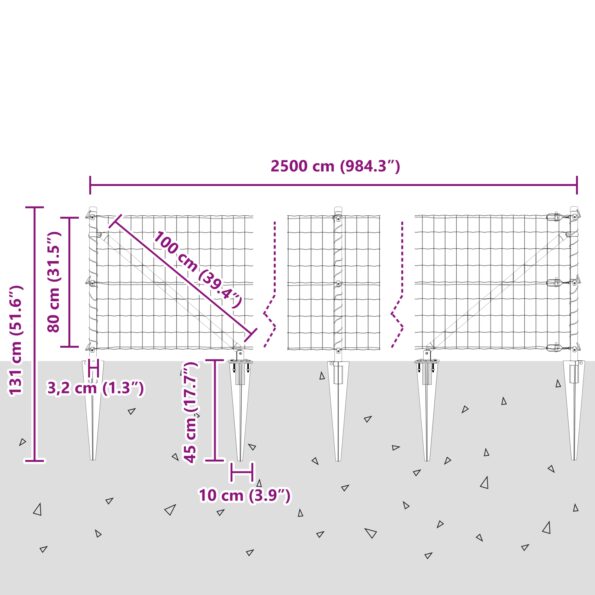 3350583_13.jpg vidaXL Euro plot s 13 klinovými kotvami 0.8x25 m pozinkovaná oceľ zelená – Obrázok 13