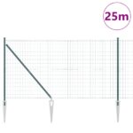 vidaXL Euro Plot s 13 špicatými stĺpmi 1.2x25m Galvanizovaná oceľ Zelená – Obrázok 3
