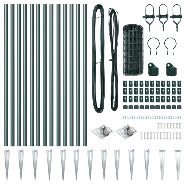 vidaXL Euro oplotenie so 13 špicatými stĺpikmi 0.6x25 m pozinkovaná oceľ zelená – Obrázok 5