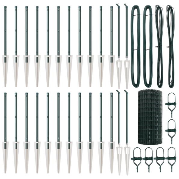 vidaXL Euro plot s 13 plotovými stĺpikmi 0.4x50 m pozinkovaná oceľ zelená – Obrázok 4