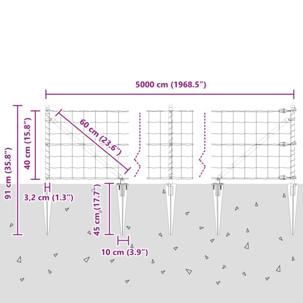 3350609_13.jpg vidaXL Euro plot s 13 hrotmi 0,4x50 m z pozinkovanej ocele, zelený – Obrázok 13