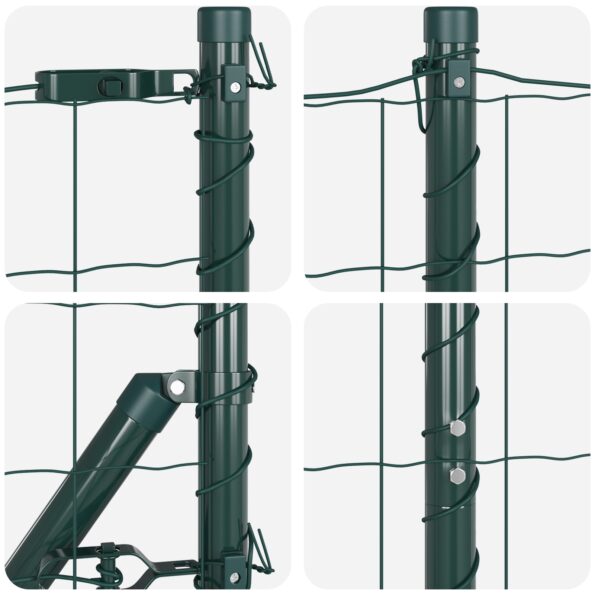 vidaXL Euro ohrada so 7 špicatými stĺpmi 1.4x10 m Galvanizovaná oceľ Zelená – Obrázok 7