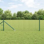 vidaXL Euro plot s 13 hrotovými stĺpikmi 0.4x25 m pozinkovanej ocele zelená