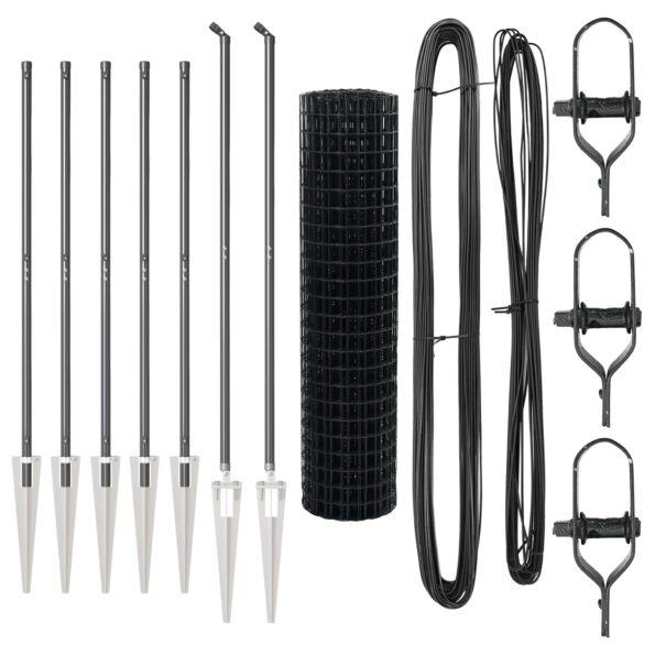 vidaXL Euro plot so 7 špicatými stĺpmi 1.4x10 m pozinkovaný oceľový sivý – Obrázok 4